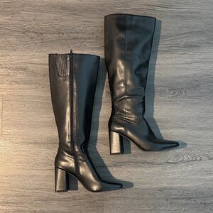 Black Heeled Knee-High Boots